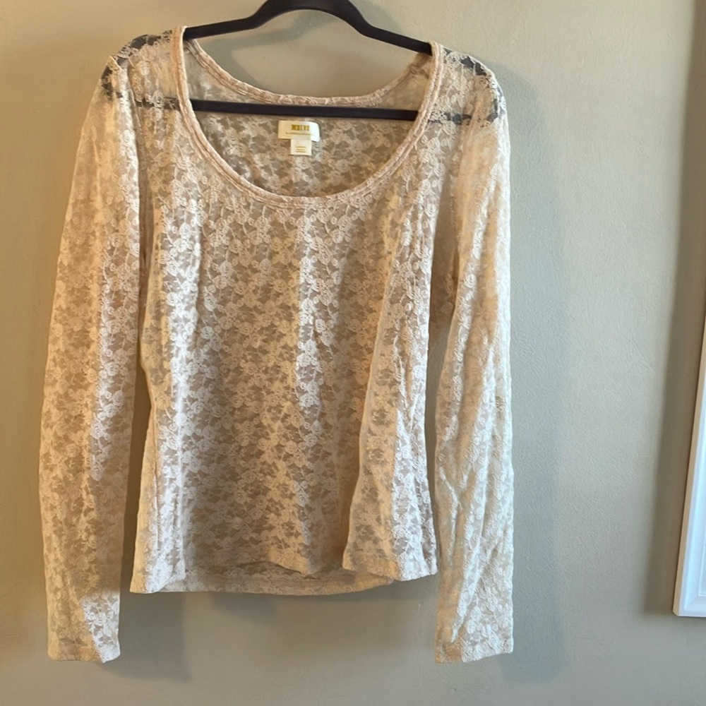 Anthropologie Maeve Long Sleeve Lacy Layering Top